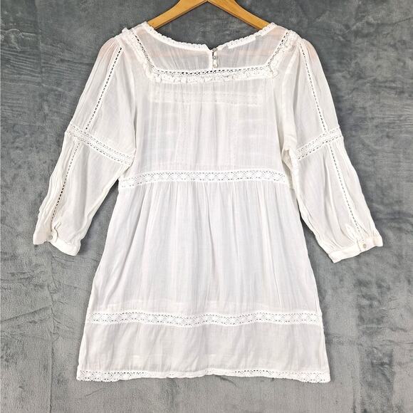 Zara Top Medium Boho Crochet Lace Cottagecore Sheer Peasant Feminine Hippie - Picture 9 of 9